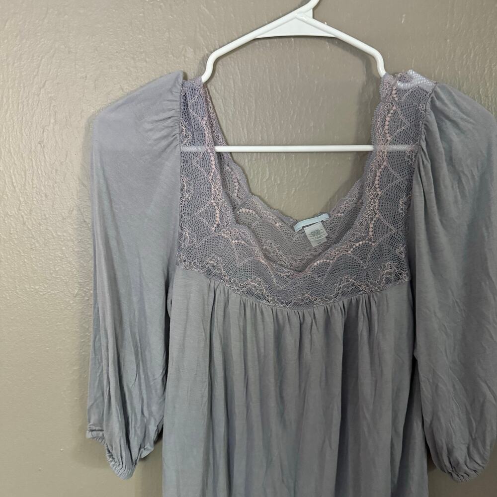 EBERJEY Light Blue/Grey Rayon Sleep Shirt Lace Trimmed Size small casual - Picture 2 of 6
